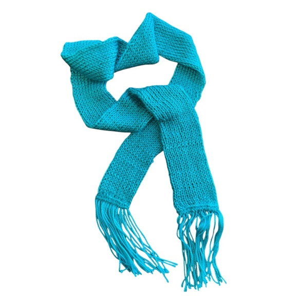 Hand Crafted Vibrant Blue Knit Scarf - Picture 5 of 5